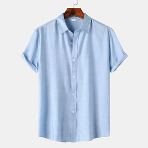 Chemise hawaïenne décontractée pour homme en lin/coton à motif floral, manches courtes, boutonnée, respirante, infroissable, idéale pour la plage et l'été - Product Image 2