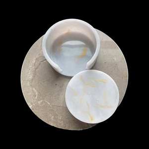 Premium Marble Resin Coaster Set With Elegant Mixed Material Design For Luxury Home Decor Coffee Table Protection - Product Image 5