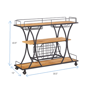 Estante de almacenamiento extraíble de 3 cajones Carro de cocina con ruedas giratorias Estilo de gabinetes de barra - Product Image 6