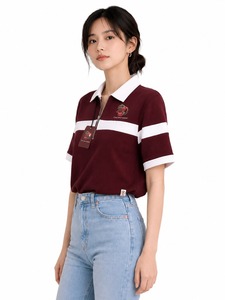 Wholesale Custom Logo Women <b>Polo</b> Shirt Letter Printed Breathable Summer Casual Slim <b>Tops</b> <b>Ladies</b> <b>Polo</b> <b>Neck</b> Half Sleeve Blouses - Product Image 5