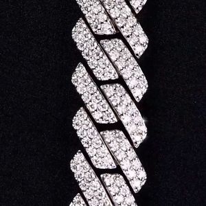 Pulsera de Moissanita Helada Color Plata, Brazalete de Eslabones Cubanos con Micro Pavé, Joyería con Aspecto de Diamante, Regalo - Product Image 2