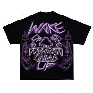 T-shirt noir oversize imprimé pour homme, streetwear, manches longues, col rond, jersey de coton, design graphique, logo avant, 300g, décontracté - Product Image 4