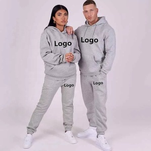 Sudaderas con capucha deportivas para correr de invierno personalizadas, conjuntos de pantalones de chándal, ropa de entrenamiento de algodón 100% sólida de lana, logotipo personalizado transpirable para hombres - Product Image 1