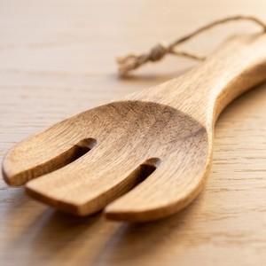 Fourchette-cuillère réutilisable en teck de qualité supérieure, durable, à 3 dents, avec trou de suspension, qualité alimentaire, pour la cuisine et le camping - Product Image 2
