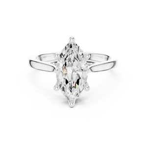 Anillo de compromiso con diamante de laboratorio de corte marquesa de dos quilates, oro sólido de dieciocho quilates, halo oculto, banda unisex de lujo. - Product Image 5