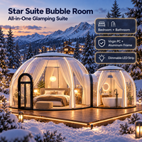 Dôme de Glamping Hôtelier Hivernal Star Suite avec Chambre Bulle, Panneau PC Importé, Cadre en Aluminium 6063 et Bande LED