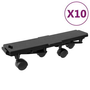 Ensemble de 10 chariots de déménagement en polypropylène noir à 4 roues, capacité de 374,8 lb - Product Image 1
