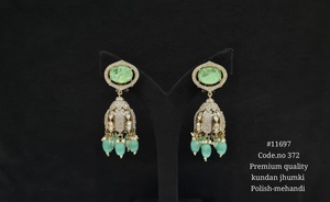 11697Vintage Kundan Jhumki <b>Earrings</b> Mehandi Plated <b>Earrings</b> Ethnic <b>Red</b> Doublet Stone Brass Kundan <b>Earrings</b> for Wedding Party Wom - Product Image 3