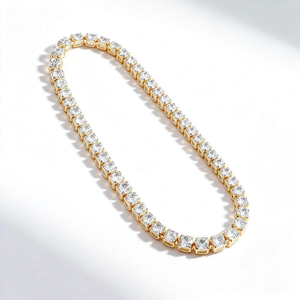 Luxury Moissanite Tennis Necklace Gold Finish <b>Iced</b> <b>Out</b> <b>Chain</b> Sparkling Stone Necklace Elegant Hip Hop Jewelry Unisex - Product Image 4