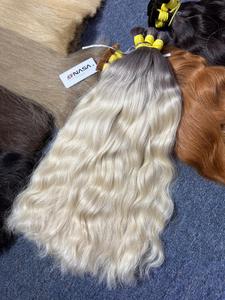 Premium Quality Virgin Bleached <b>Body</b> <b>Wave</b> Vietnamese Hanoi Human Hair Bulk Extensions No Tangle No Shedding 100 Grams All Colors - Product Image 6