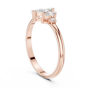 Bague de fiançailles en or rose avec cluster de diamants en moissanite taille marquise pour femme, style vintage, pour mariage, anniversaire ou promesse - Product Image 3