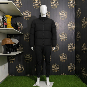 OEM Wholesale Men's Casual Winter Puffer <b>Jacket</b> Custom Waterproof Ultra Light Weight <b>Canvas</b> Oversize With Feather Detail - Product Image 4