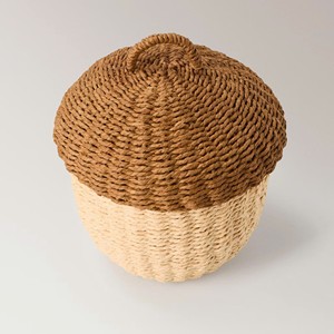 Natural Collection Brown <b>Seagrass</b> Acorn Storage <b>Basket</b> With Lid And Handle Woven Handmade Decorative Home Organizer - Product Image 3