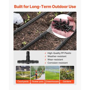 Kit di raccordi per irrigazione a goccia da 1/4 di pollice, 300 pezzi, parti del sistema, raccordi a T, raccordi a barb dritti, raccordi a 4 vie, accessori per irrigazione - Product Image 5