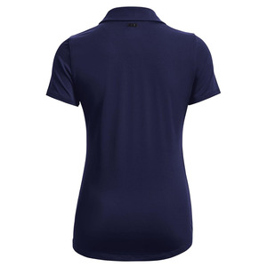 Polo de manga corta azul marino para mujer, corte regular, transpirable, tejido de punto, 100% algodón, color liso, en venta. - Product Image 3