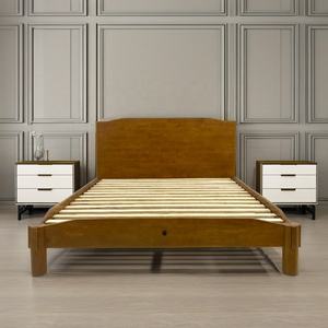 Modern <b>Bed</b> Frame With <b>Solid</b> <b>Wood</b> Headboard Japanese Joinery Wooden <b>Bed</b> Queen Size Vietnam OEM Export Quality Standard - Product Image 3