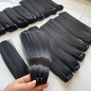 Extensions de cheveux vierges vietnamiennes Remy, lisses, double trame, 100% cheveux humains, noir naturel, en stock - Product Image 5