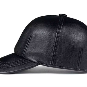 Casquette de baseball en cuir véritable pour homme, best-seller, 5 panneaux, brodée, réglable, style streetwear, casquette de papa - Product Image 5
