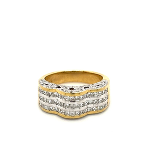 Women's 18K <b>Gold</b> Plated Hip Hop <b>Cocktail</b> <b>Ring</b> with Natural Round Diamond Channel Setting Glam Wedding Engagement <b>Ring</b> - Product Image 1
