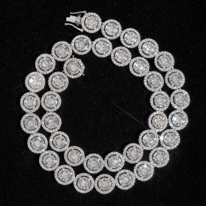Luxury Iced Moissanite Cluster Tennis Chain Necklace Hip Hop Jewellery Statement Piece Men Women Sterling <b>Silver</b> Gold/<b>Silver</b> - Product Image 3