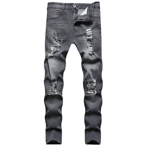 Pantalones Vaqueros de Mezclilla Oscuros para Hombre, Estilo Inglés, Corte Ajustado, Transpirables, Tela de Poliéster/Algodón - Product Image 6