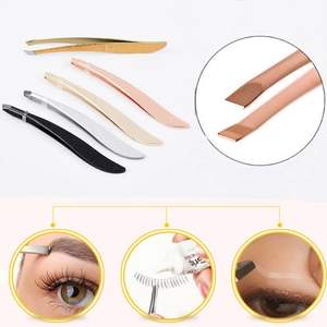 Pince à épiler professionnelle de haute qualité, légère, réutilisable, en acier inoxydable, à pointe incurvée et inclinée, dorée, pour sourcils, avec une prise parfaite, ANAAIF - Product Image 3