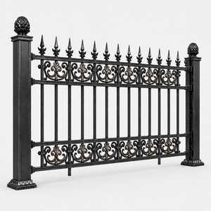 Panel de Valla de Hierro Forjado Negro Ornamentado con Punta Decorativa en Forma de Lanza, Barandilla Metálica para Jardín, Villa, Puerta, Límite de Propiedad, Seguridad y Decoración - Product Image 3