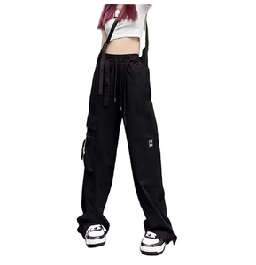 พลร่มกางเกงกีฬาขากว้างแบบลำลองเอวต่ำเอวต่ำเอวต่ำสไตล์ลำลองสำหรับเด็กผู้หญิงใส่ทำงานก่อนฤดูใบไม้ร่วง - Product Image 1