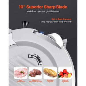 Affettatrice Elettrica per Gastronomia 500W, Automatica, Lama Affilata in Acciaio 75Cr1 da 10 Pollici, Spessore Regolabile 0-0,67 Pollici per Carne - Product Image 5