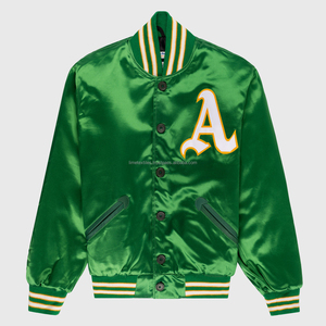 Custom Blank Satin Silk Oversized Cropped <b>Men</b> and Women's Reversible Eco-Friendly Varsity Jacket Windproof Waterproof - Product Image 5