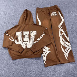 Conjunto de Sudadera con Capucha y Pantalones Acampanados con Pedrería al por Mayor, Estilo Urbano Personalizado - Product Image 2