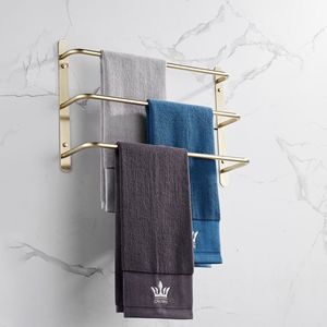 Portasciugamani a Tre Livelli in Acciaio Inox 304 Spazzolato Oro di Lusso, 17,72 Pollici KJWY00, Set di Accessori per il Bagno - Product Image 1