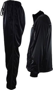 Ensemble de survêtement noir pour homme, veste zippée intégrale et pantalon, couleur unie, style sportif, respirant, en polyester, pour l'automne - Product Image 3