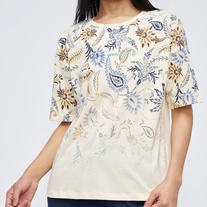 Camiseta RLL para Mujer, Talla Grande, con Estampado de Dibujos Animados, Manga Larga, Cuello Redondo, Ecológica, Anti-Pilling, 100% Algodón Canvas, Corte Regular Informal - Product Image 1