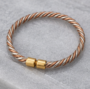 Elegant Three Tone Twisted <b>Wire</b> Pure Copper Wrist Cuff Bracelet Fashionable Metal Jewelry Exquisite Craftsmanship - Product Image 4