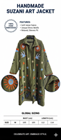 Vêtement d'extérieur d'hiver pour femme, fait main, broderie Suzani, long en tweed, séchage rapide, haute qualité, vintage, bohème, coton matelassé, motif floral ethnique