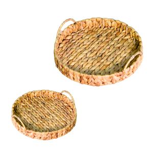 Corbeille à fruits artisanale en jacinthe d'eau avec poignées – Accessoire de service rustique - Product Image 1
