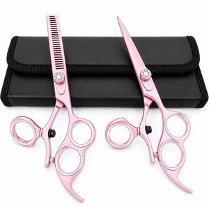 Ensemble de ciseaux à cheveux roses, lame tranchante en acier inoxydable, pour droitiers, manche long, utilisation en salon, réutilisable, léger - Product Image 1