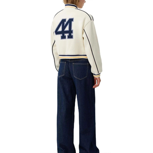 Premium Quality Custom Crop Varsity Jackets for Women Wool Sleeves Woolen Crop Letterman Jackets Cropped Baseball Jackets Ladies - Product Image 2
