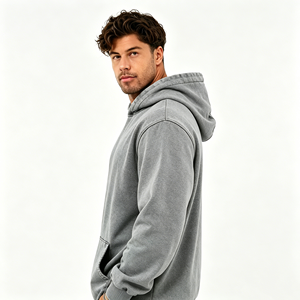 Sudadera con Capucha Personalizada con Pedrería, 100% Algodón, Felpa, Unisex, Lisa, de Invierno, Holgada, con Bolsillos, Transpirable, Antiencogimiento, Gruesa, 550g - Product Image 5