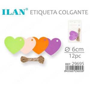 Etichetta a forma di cuore Ilan da 6 cm, 12 pezzi, per etichettatura di capi d'abbigliamento - Product Image 1