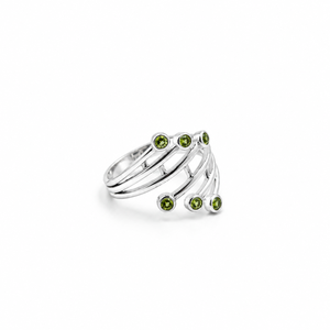 Multi <b>Peridot</b> Green Gemstone <b>Ring</b> 925 Sterling Silver Layered Wrap Style Handmade Jewelry Wholesale JAIPUR SILVER - Product Image 3