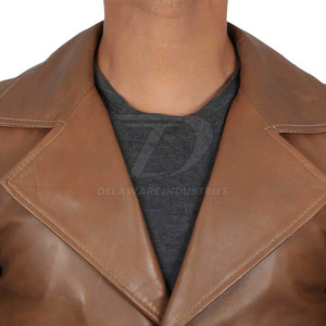 Abrigo de cuero de lujo para hombre con solapa clásica y diseño de abrigo largo para otoño e invierno. - Product Image 3