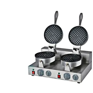 JTS Belgian Gas Electric Mini Commercial Industrial Vertical Waffle Maker Machine with a Honeycomb Double Cuisinart Design