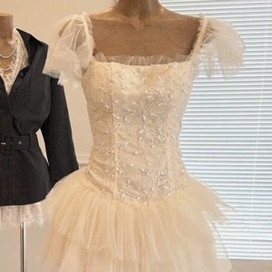 Vestido Corsé Elegante de Encaje Bordado para Mujer, Vestido de Fiesta de Princesa con Mangas Abullonadas - Product Image 4