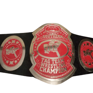 Ceinture de champion de lutte Southern Tag Team, design rouge et argenté, sangle noire, ceintures de titre de collection haut de gamme - Product Image 2