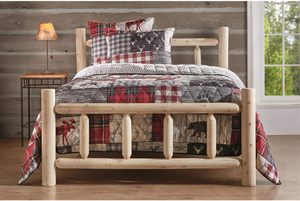 Mộc Mạc chưa hoàn thành Cedar log Nữ Hoàng giường với đầu giường & footboard thiết kế truyền thống chưa hoàn thành tự nhiên khung giường bằng gỗ - Product Image 2