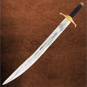 Espada Artesanal Portuguesa Ghazi de Acero Inoxidable con Cruz de Oro y Mango Negro, Hoja con Punta de Cuchillo - Product Image 1