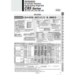 SMC Pneumatics Air Cylindre C85N20-250 Pièces Pneumatiques - Product Image 1