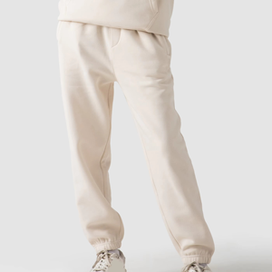 Conjunto Deportivo para Mujer Color Crema con Capucha, Manga Larga, Diseño Sólido, Sudadera Holgada Informal y Pantalones con Bolsillos Laterales - Product Image 3